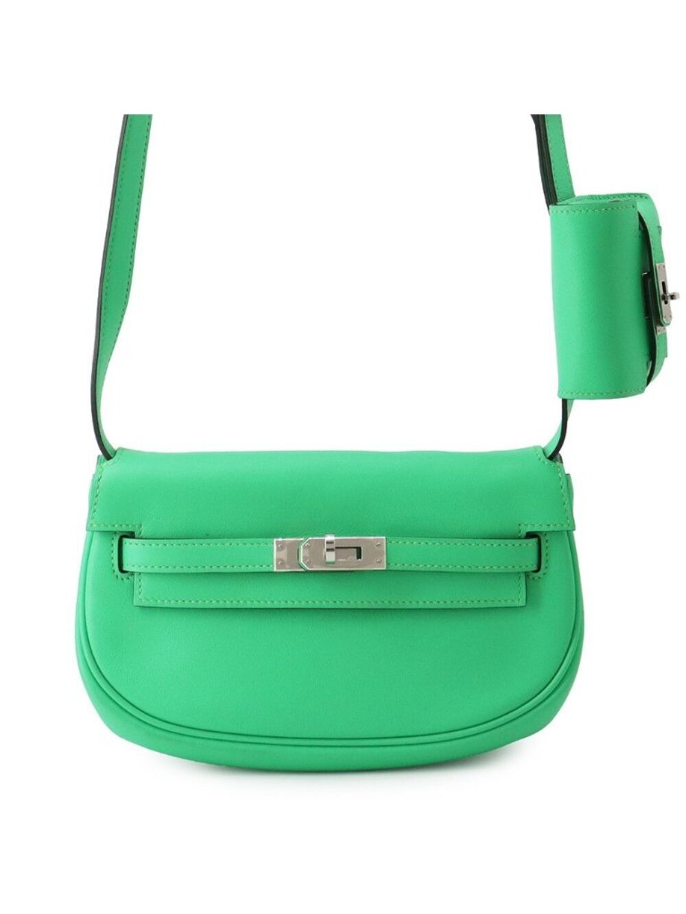Hermes Shoulder Bag Kelly Move Vert Comic Silver Evercalf